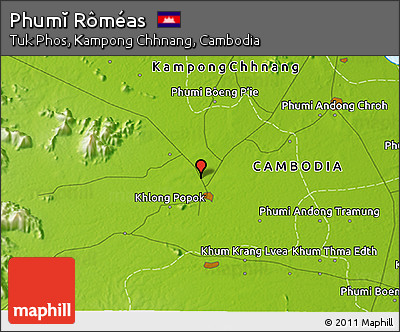 Physical 3D Map of Phumĭ Rôméas