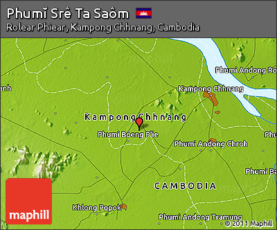Physical 3D Map of Phumĭ Srê Ta Saôm