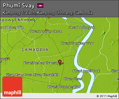 Physical 3D Map of Phumĭ Svay