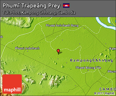 Physical 3D Map of Phumĭ Trâpeăng Prey