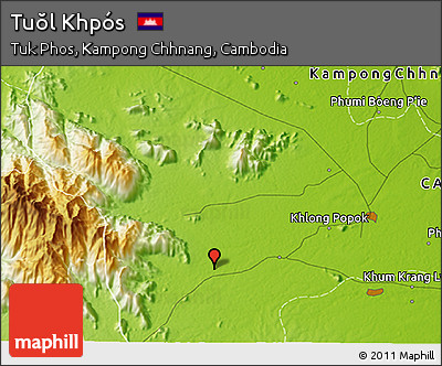 Physical 3D Map of Tuŏl Khpós