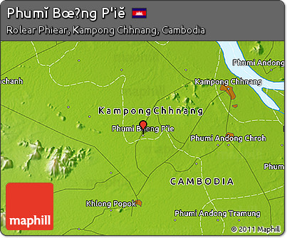 Physical 3D Map of Phumĭ Bœ̆ng P'iĕ