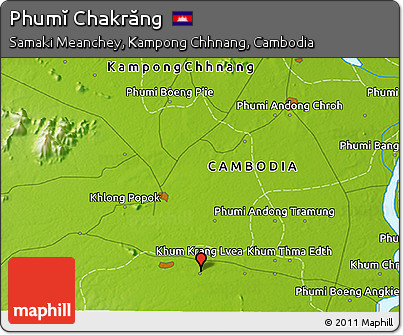 Physical 3D Map of Phumĭ Chakrăng