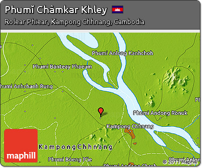 Physical 3D Map of Phumĭ Châmkar Khley