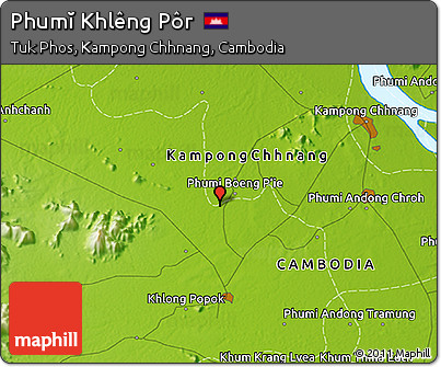 Physical 3D Map of Phumĭ Khlêng Pôr