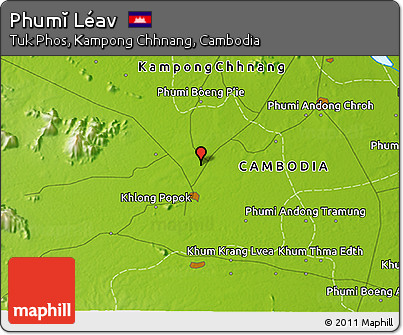 Physical 3D Map of Phumĭ Léav