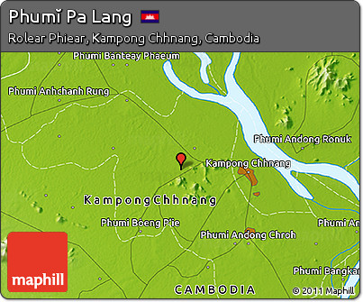 Physical 3D Map of Phumĭ Pa Lang