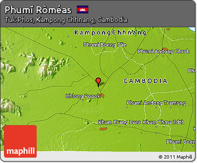 Physical 3D Map of Phumĭ Rôméas