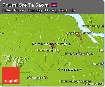 Physical 3D Map of Phumĭ Srê Ta Saôm
