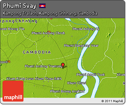 Physical 3D Map of Phumĭ Svay