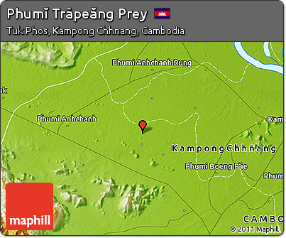 Physical 3D Map of Phumĭ Trâpeăng Prey