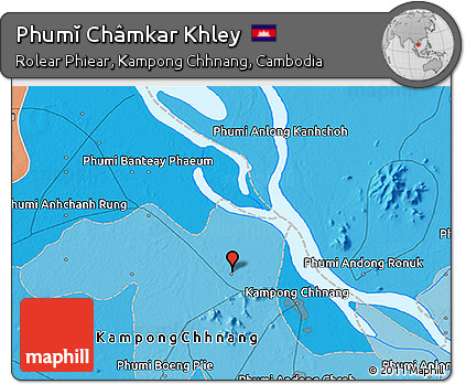 Political 3D Map of Phumĭ Châmkar Khley