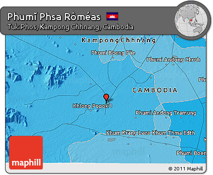 Political 3D Map of Phumĭ Phsa Rôméas