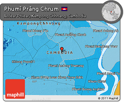 Political 3D Map of Phumĭ Prăng Chrum
