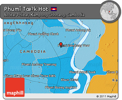 Political 3D Map of Phumĭ Tœ̆k Hot