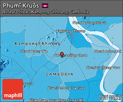 Political 3D Map of Phumĭ Kruŏs