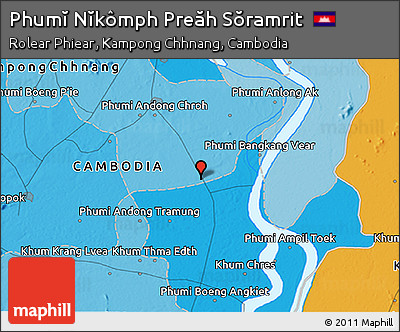 Political 3D Map of Phumĭ Nĭkômph Preăh Sŏramrit