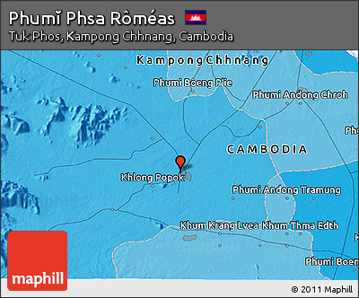 Political 3D Map of Phumĭ Phsa Rôméas