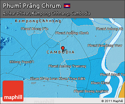 Political 3D Map of Phumĭ Prăng Chrum