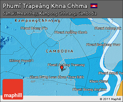 Political 3D Map of Phumĭ Trâpeăng Khna Chhma