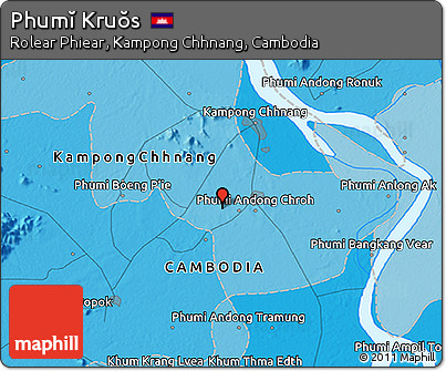 Political 3D Map of Phumĭ Kruŏs