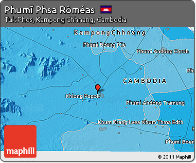 Political 3D Map of Phumĭ Phsa Rôméas