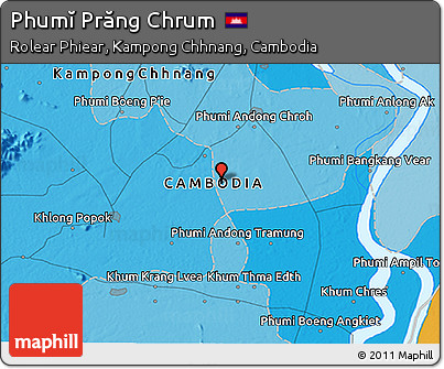 Political 3D Map of Phumĭ Prăng Chrum