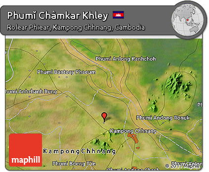 Satellite 3D Map of Phumĭ Châmkar Khley