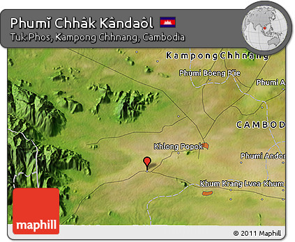 Satellite 3D Map of Phumĭ Chhâk Kândaôl