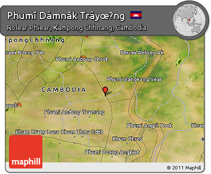 Satellite 3D Map of Phumĭ Dâmnăk Trâyœ̆ng