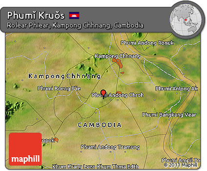 Satellite 3D Map of Phumĭ Kruŏs