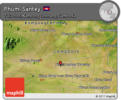 Satellite 3D Map of Phumĭ Sântey