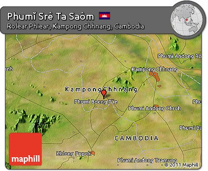 Satellite 3D Map of Phumĭ Srê Ta Saôm