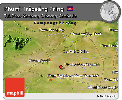 Satellite 3D Map of Phumĭ Trâpeăng Pring