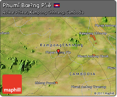 Satellite 3D Map of Phumĭ Bœ̆ng P'iĕ
