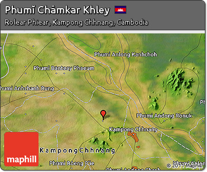 Satellite 3D Map of Phumĭ Châmkar Khley