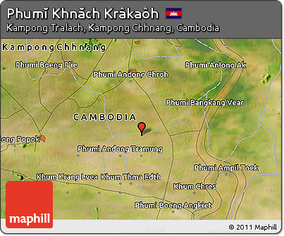Satellite 3D Map of Phumĭ Khnăch Krâkaôh