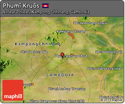 Satellite 3D Map of Phumĭ Kruŏs