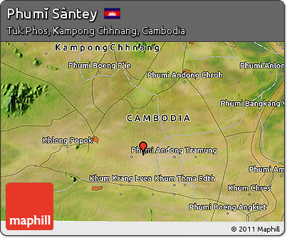 Satellite 3D Map of Phumĭ Sântey