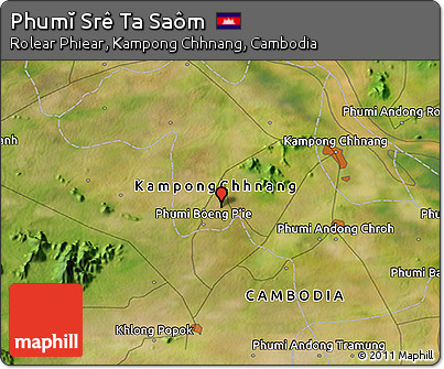 Satellite 3D Map of Phumĭ Srê Ta Saôm