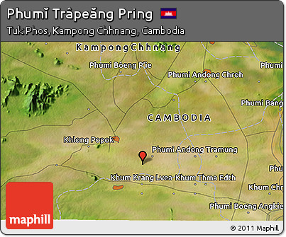 Satellite 3D Map of Phumĭ Trâpeăng Pring