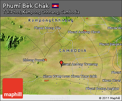 Satellite 3D Map of Phumĭ Bêk Châk