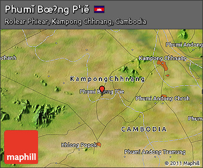 Satellite 3D Map of Phumĭ Bœ̆ng P'iĕ