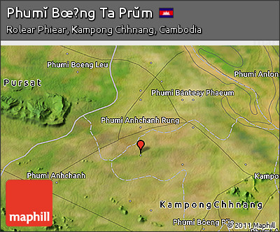 Satellite 3D Map of Phumĭ Bœ̆ng Ta Prŭm