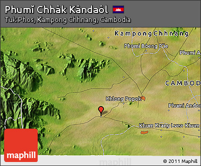 Satellite 3D Map of Phumĭ Chhâk Kândaôl