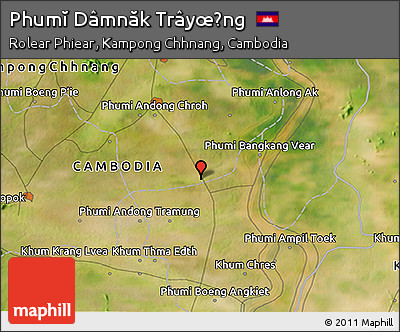 Satellite 3D Map of Phumĭ Dâmnăk Trâyœ̆ng