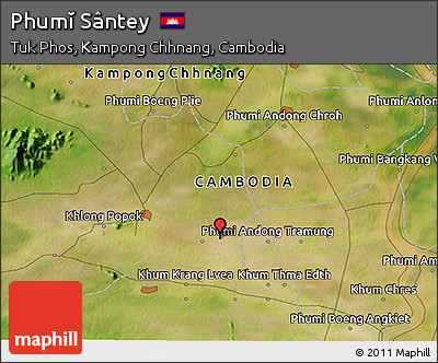 Satellite 3D Map of Phumĭ Sântey