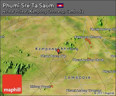 Satellite 3D Map of Phumĭ Srê Ta Saôm
