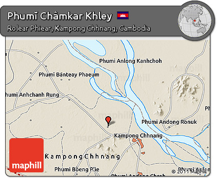 Shaded Relief 3D Map of Phumĭ Châmkar Khley