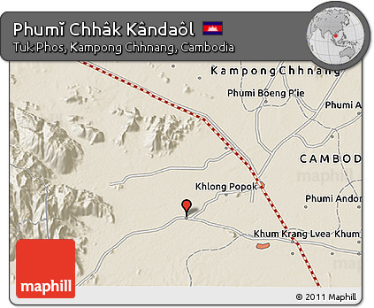 Shaded Relief 3D Map of Phumĭ Chhâk Kândaôl